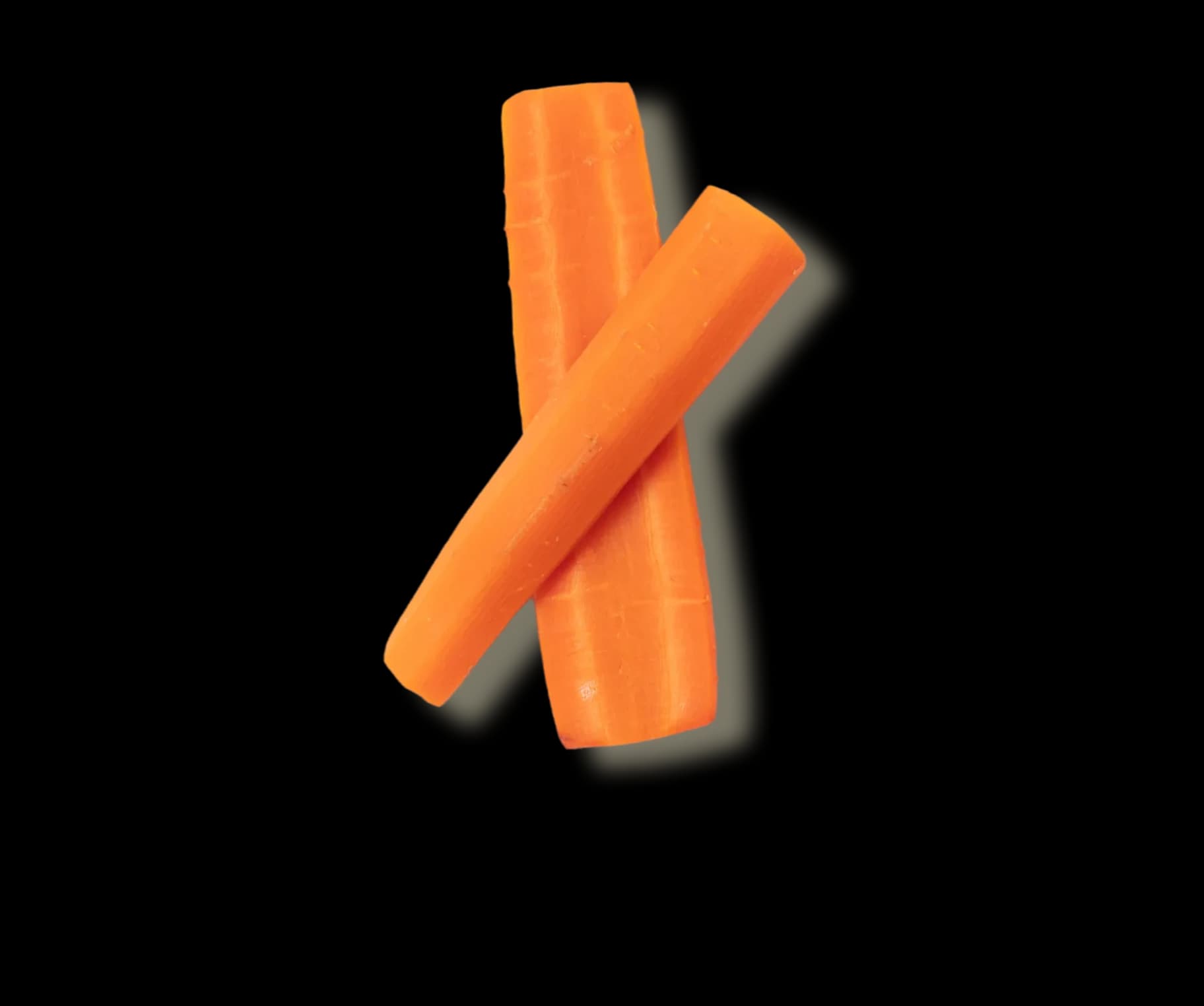 Two peeled carrots
