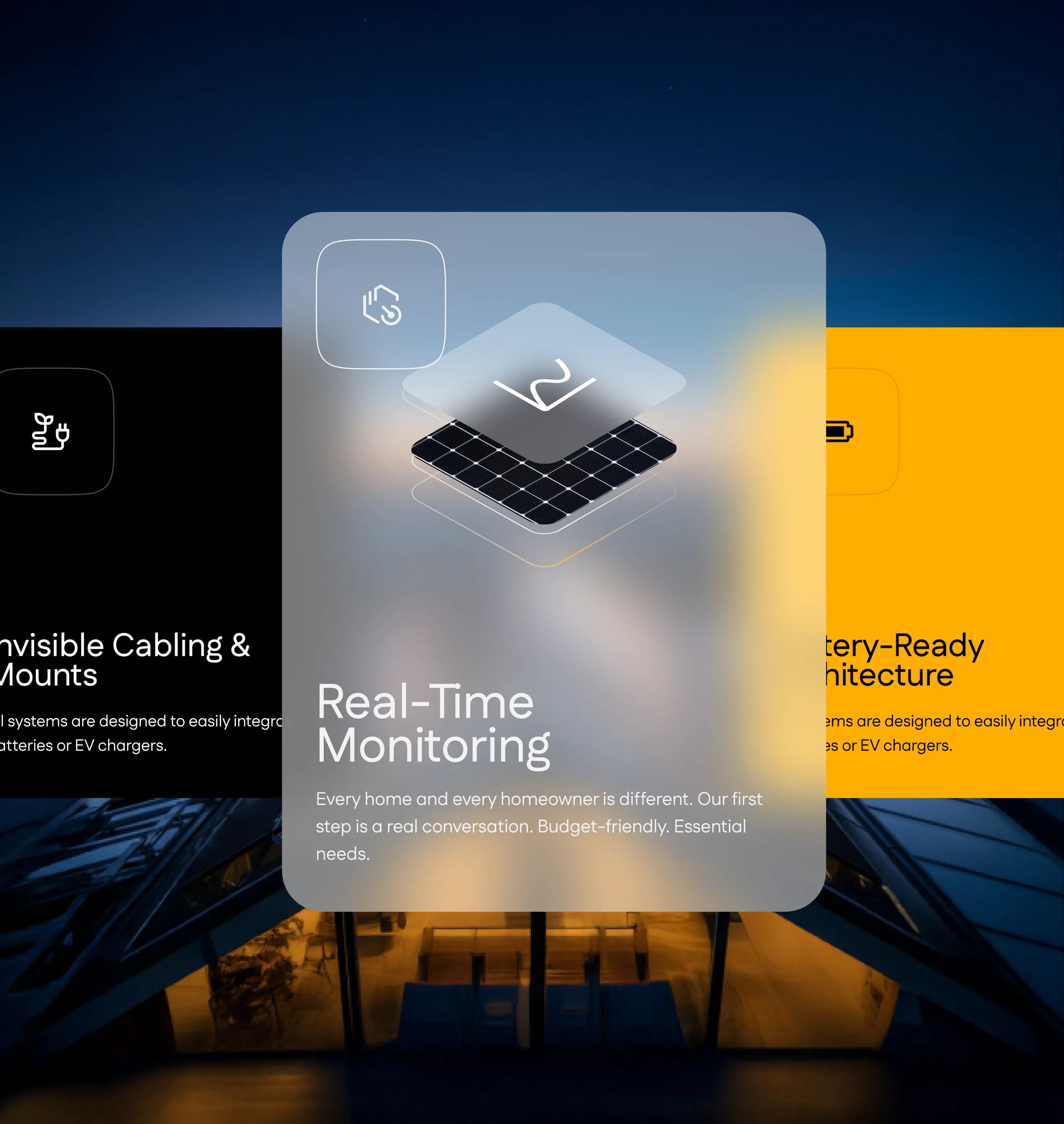 Real-Time Monitoring glass card interface