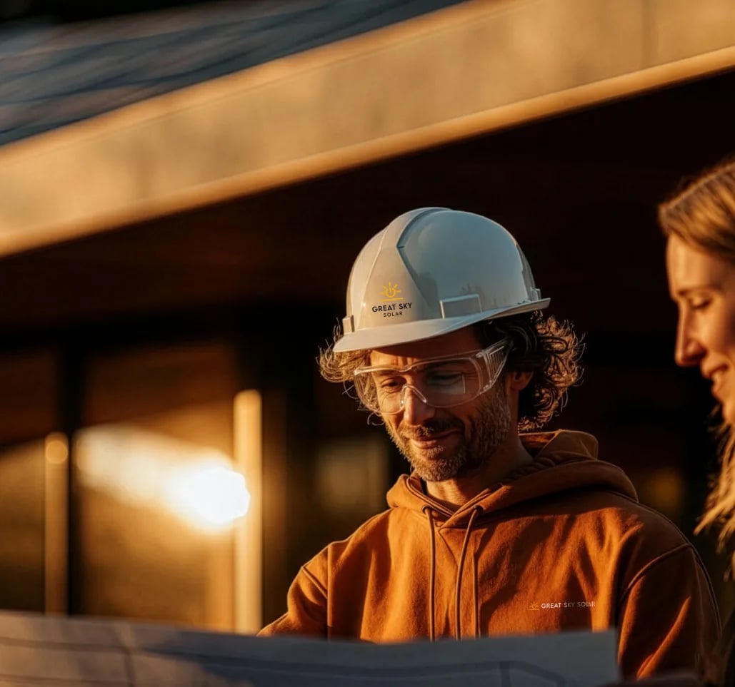 Great Sky Solar worker on site