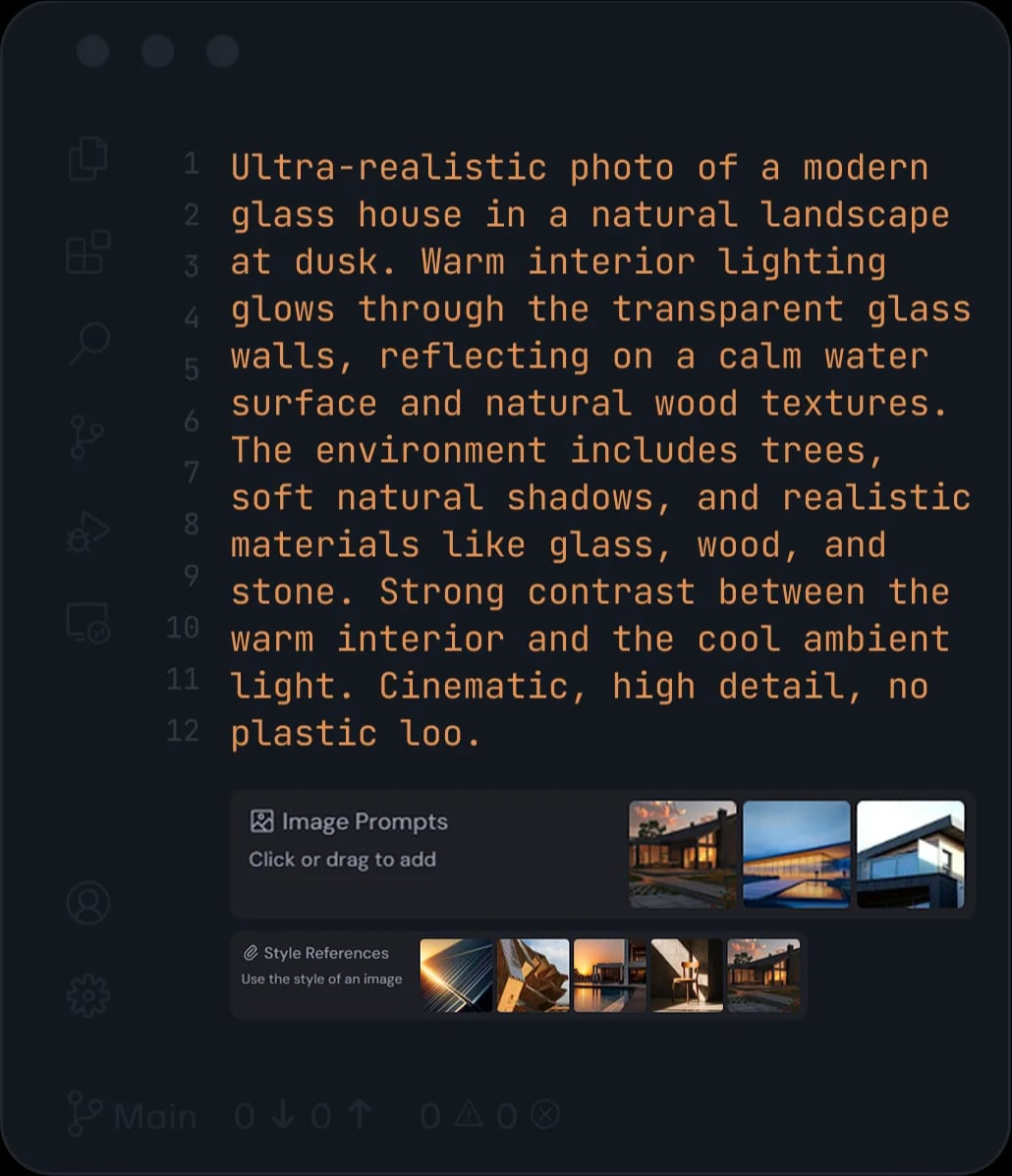 AI image generation prompt in code editor